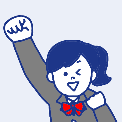 片手を上げてウインクする女子学生のイラスト